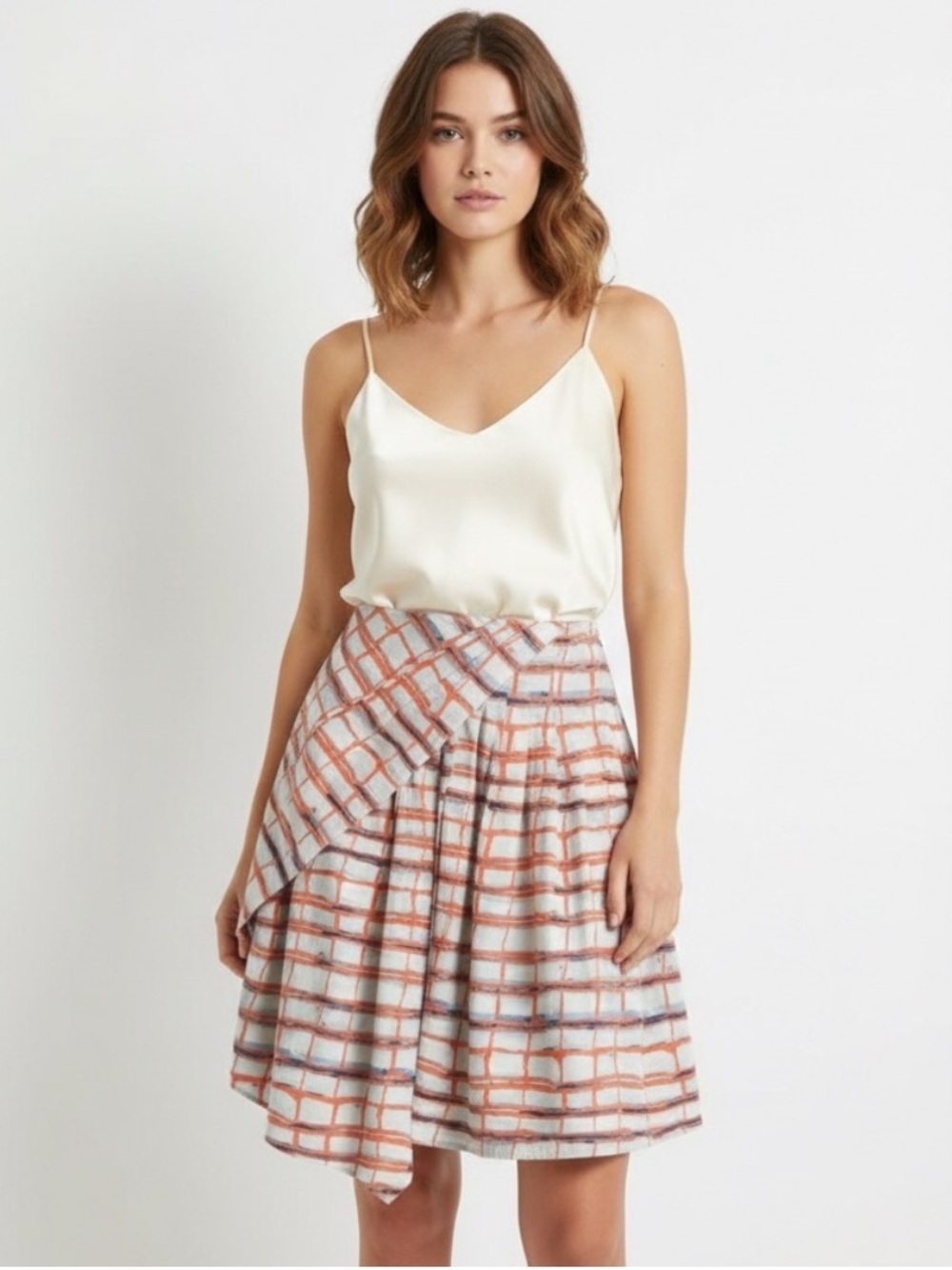 Maeve Flowy Grid Design Skirt - Size 8